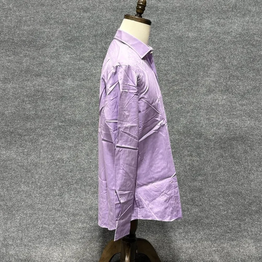 Polo Ralph Lauren Shirt Mens 16 34/35 Purple Solid Long Sleeve Dress Button Up